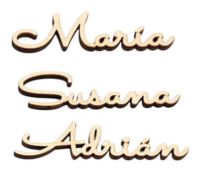 marcasitios madera con nombre individual para decorar los platos y asignar sitio a los invitados de tu boda o eventos